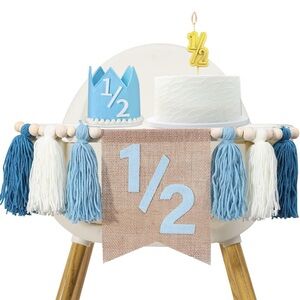 Blue and Gold Half Birthday Party Set